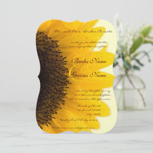 Farmhouse Rustic Sunflower Wedding Kaart (Staand voorkant)