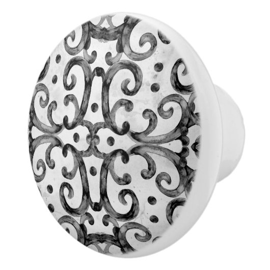 Farmhouse Rustic Tile Pattern Black Decor Keramische Knop (Rechts)