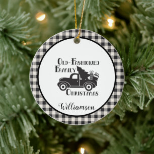 Farmhouse Rustic Truck met boomnaam Keramisch Ornament