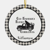 Farmhouse Rustic  Truck met boomnaam Keramisch Ornament (Voorkant)