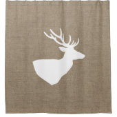 Farmhouse Rustic White Deer & Faux Burlap Douchegordijn (Voorkant)