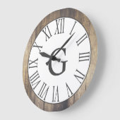 Farmhouse Rustic White & Faux Wood Gray Numerals Grote Klok (Hoek)