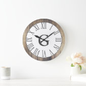 Farmhouse Rustic White & Faux Wood Gray Numerals Grote Klok (Huis)