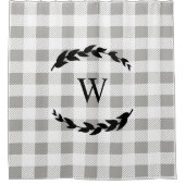 Farmhouse Rustic White Pset Black Laurel Monogram Douchegordijn (Voorkant)