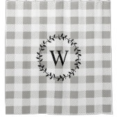 Farmhouse Rustic White Pset Black Wreater Monogram Douchegordijn (Voorkant)
