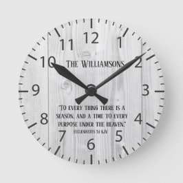 Farmhouse Rustic Wood Time Scripting Verse familie Ronde Klok