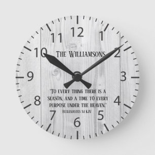 Farmhouse Rustic Wood Time Scripting Verse familie Ronde Klok