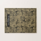 Farmhouse Rustic Woodsy  Deer Familienaam J Legpuzzel (Horizontaal)