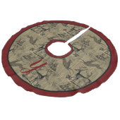 Farmhouse Rustic Woodsy  Deer Monogram Faux Imitatie Linnen Kerstboom Kleed (Gekanteld)