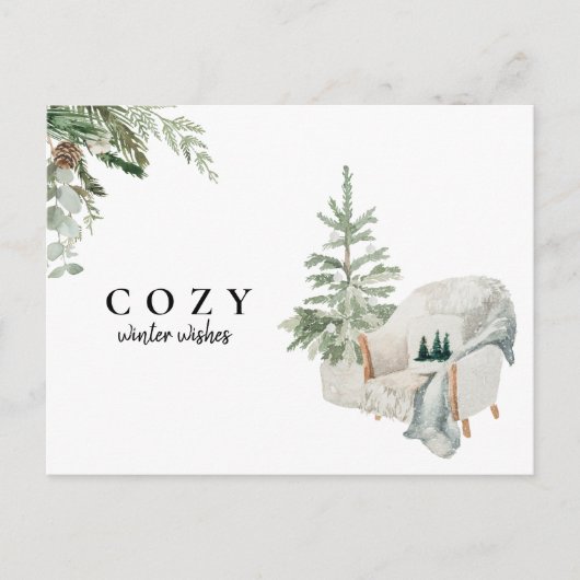Farmhouse Rustisch Blijf Cozy Winter Wint Kerstmis Briefkaart (Voorkant)