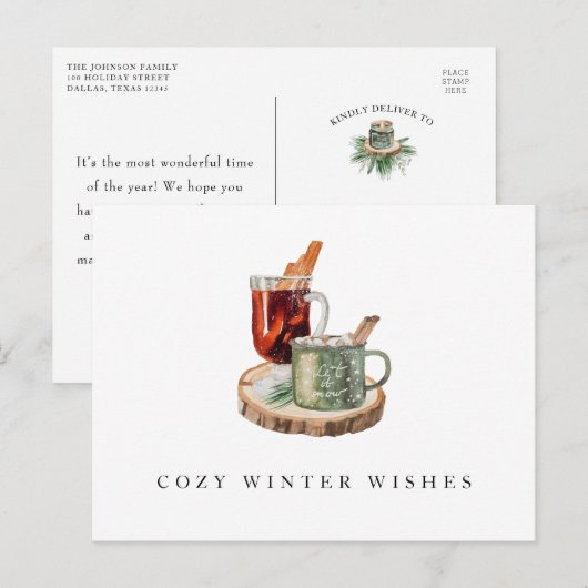 Farmhouse Rustisch Blijf Cozy Winter Wint Kerstmis Briefkaart (Voorkant / Achterkant)