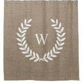 Farmhouse Rustisch Land White Laurels Monogram Douchegordijn (Voorkant)