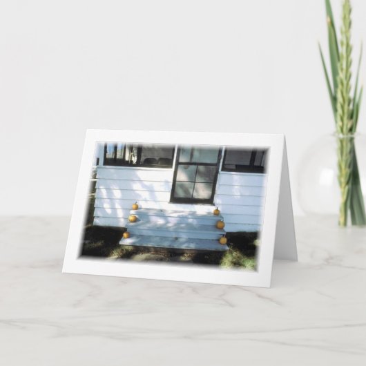 Farmhouse Stoop met pompoenen leeg Wenskaart Kaart (Voorkant)