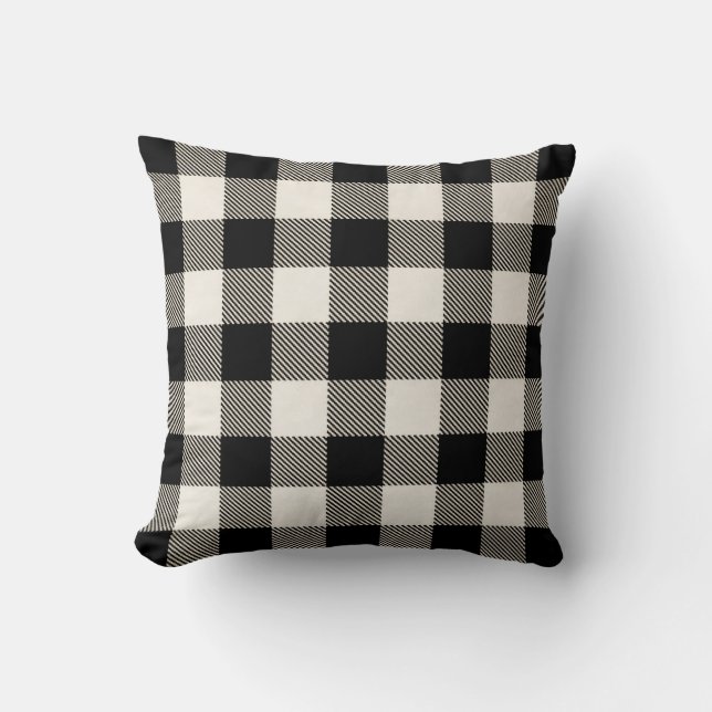 Farmhouse Style Black Buffalo Pset Patroon Kussen (Voorkant)