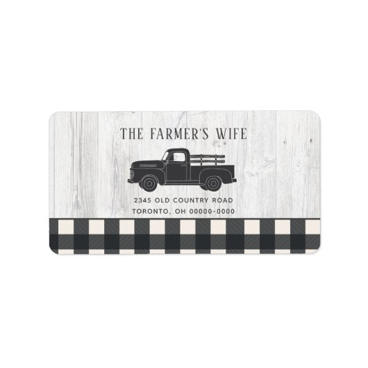 Farmhouse Style Black White Buffalo Pset Wood Etiket (Voorkant)