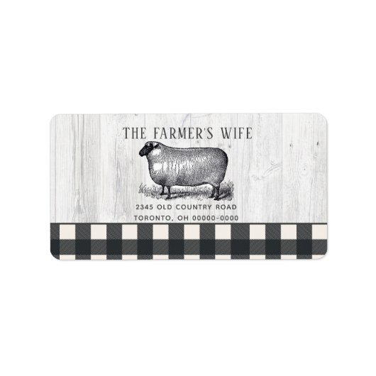 Farmhouse Style Black White Buffalo Pset Wood La Etiket (Voorkant)