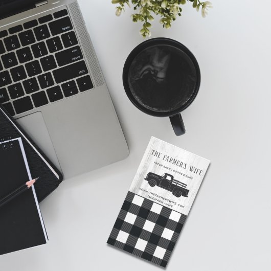 Farmhouse Style Black White Buffalo Pset Wood Magnetisch Visitekaartje