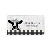Farmhouse Style Black White Pset Koe Wood Label (Voorkant)