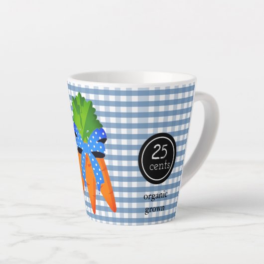 Farmhouse Style Blue Gingham Carrot Juice Latte Mok (Rechterhoek)