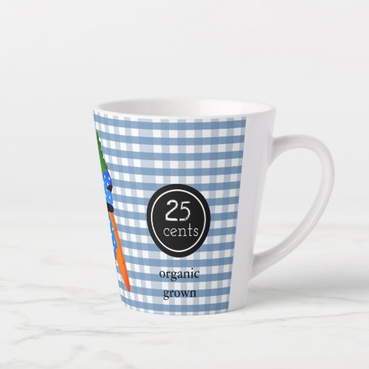 Farmhouse Style Blue Gingham Carrot Juice Latte Mok (Rechts)