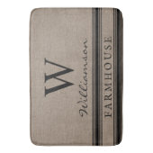 Farmhouse Style Burlap Monogramed Familienaam Badmat (Voorkant Verticaal)