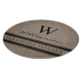 Farmhouse Style Burlap Monogramed Familienaam Snijplank (Hoek)