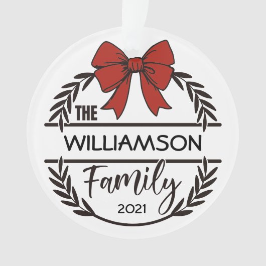 Farmhouse Style Family Monogram Name Wreatfoto Ornament (voorkant)
