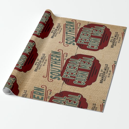 Farmhouse Style Grain Sack-ontwerp Cadeaupapier (Uitgerold)