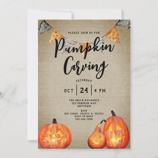Farmhouse Style Pumpkin Carving Party Uitnodiging (Voorkant)