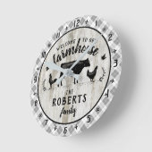 Farmhouse Style Rustic Pset Barn Wood Koe Aangepas Ronde Klok (Hoek)