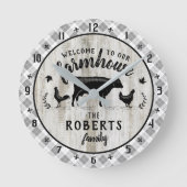 Farmhouse Style Rustic Pset Barn Wood Koe Aangepas Ronde Klok (Voorkant)