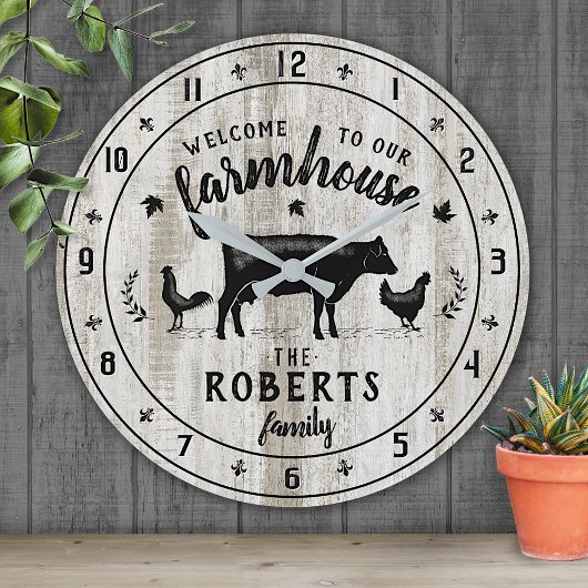 Farmhouse Style Rustin Barn Wood Koe Aangepaste na Ronde Klok