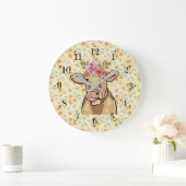 Farmhouse Sunflower Country Milk Cow Wall Clock Grote Klok (Huis)