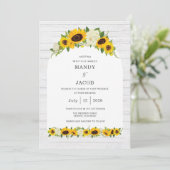 Farmhouse Sunflower Rustic Digital Wedding Kaart (Staand voorkant)