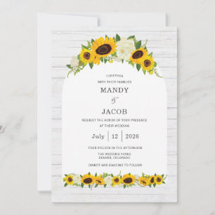 Farmhouse Sunflower Rustic Digital Wedding Kaart