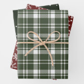 Farmhouse Tartan Pset Green en Red Inpakpapier Vel (In situ)