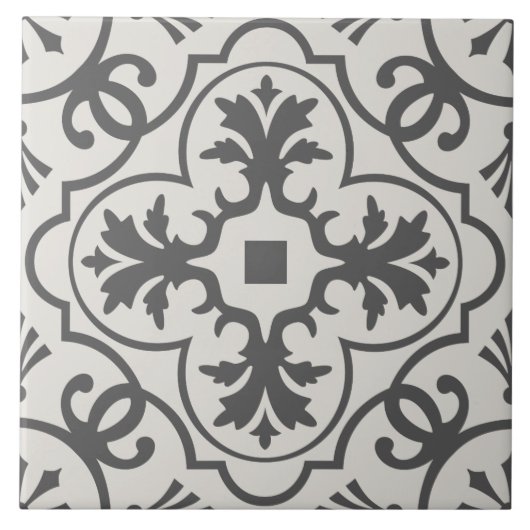 Farmhouse Tegel Pattern - grijs en gebroken wit Tegeltje (Voorkant)