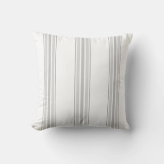 Farmhouse Ticking Stripes, Grey on White Kussen