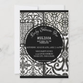 Farmhouse Tile Black White Modern Baby shower Kaart (Voorkant)