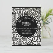 Farmhouse Tile Black White Modern Baby shower Kaart (Staand voorkant)
