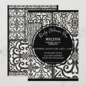 Farmhouse Tile Black White Modern Baby shower Kaart (Voorkant / Achterkant)