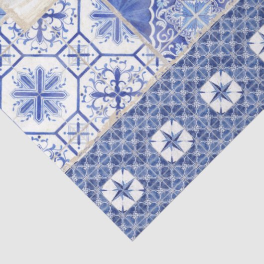 Farmhouse Tile Blue White Familie verzamelt ontkop Tissuepapier (Detail)