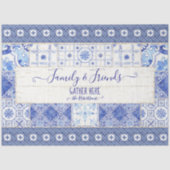 Farmhouse Tile Blue White Familie verzamelt ontkop Tissuepapier (Voorkant)