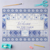 Farmhouse Tile Blue White Rustic Wood Decoupage Tissuepapier (Craft)