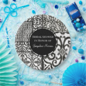 Farmhouse Tile Pattern Black White Vrijgezellenfee Papieren Bordje (Feest)