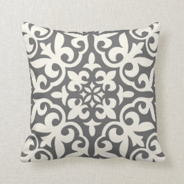 Farmhouse Tile Pillow in Grey & Cream/off-white Kussen