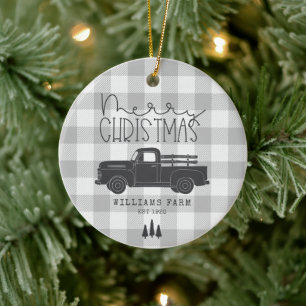 Farmhouse  Truck Family Name & Year EST Keramisch Ornament