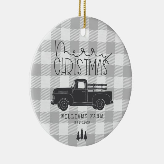 Farmhouse  Truck Family Name & Year EST Keramisch Ornament (Rechts)