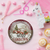 Farmhouse Truck Rustin Country Kerstmis Papieren Bordje (Feest)