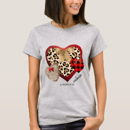 Farmhouse Valentijn Hearts Pset Cheetah Burlap T-shirt